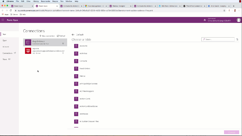 This image shows how to create a canvas app from data in common data service.
