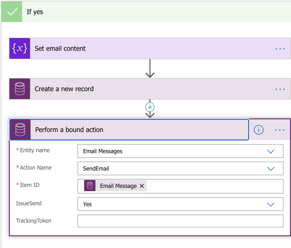 Perform a bound action - Dataflex (CDS current) trigger